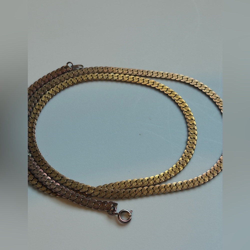 Gold Tone Vintage Chain Necklace Ross Long Gold Necklace - Picture 2 of 15